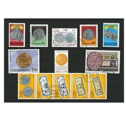 Monede în filatelie, ambalat elegant, ţara diferă, 