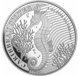 BAR/ 1 dolar, Căluţ de mare,Ag,2023, Barbados