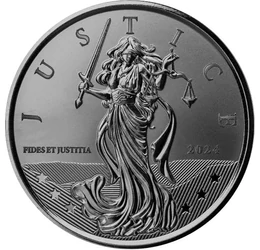 1 liră, Zeiţa Justitia, , argint de 999/1000, 31,1 g, Gibraltar, 2024