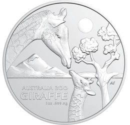 1 dolar, Girafe, greutate, argint de 999/1000, 31,1 g, Australia, 2024