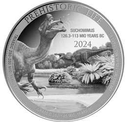 20 franci, Ilustraţie dinozaur, , argint de 999,9/1000, 31,1 g, Congo, 2024