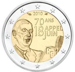  2 euro, De Gaulle, 2010, Franţa