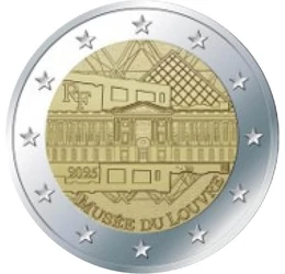 2 euro, Louvre, cupru, nichel, 8,5 g, Franţa, 2025