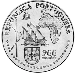 200 escudo, Steme, monarhi, , cupru, nichel, 21,1 g, Portugalia, 1994