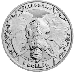 SL/ 1 dolar, Elefant, 1uAg, 2023, Sierra Leone