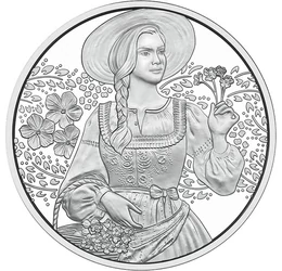 10 euro, Fată în costum popular cu flori, argint de 925/1000, 15,55 g, Austria, 2025