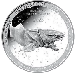 KON/ 20 franci, Dunkleosteus, 1uAg, 2023, Congo