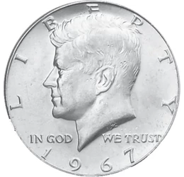 Kennedy pe 1/2 dolar, 1/2 dolar, argint, SUA, 1965-1970