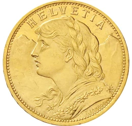 Elveţia + aur = siguranţă, 20 franci, aur, Elveţia, 1883-1949