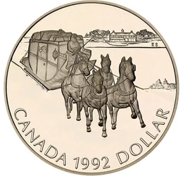 Trăsură de diligenţă pe argint, 1 dolar, argint, Canada, 1992