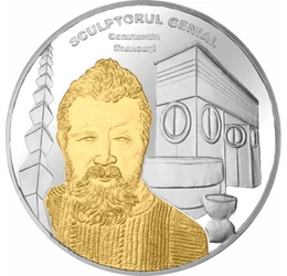 Constantin Brâncuşi, medalie placată cu aur şi argint, România
