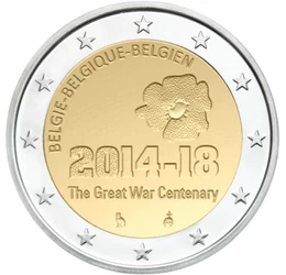 Floarea de mac, pe moneda de 2 euro , 2 euro, Belgia, 2014