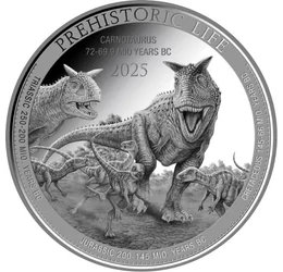 Prădătorul înfricoşător al preistoriei, 20 franci, argint, Congo, 2025