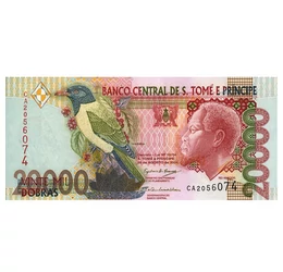 Bancnotă ciripitătoare, 20000 dobra, Sao Tomé şi Príncipe, 2004