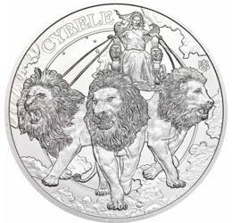 1 liră, Cybele, pe un car tras de lei, argint de 999/1000, 31,1 g, Insula Sfânta Elena, 2024