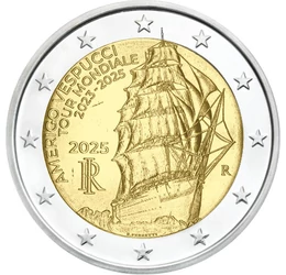 2 euro, Valierul Amerigo Vespucci, , cupru, nichel, 8,52 g, Italia, 2025