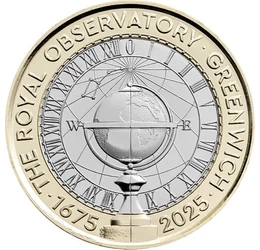 2 lire, Glob pământesc, cadran solar, , cupru, nichel, 12 g, Marea Britanie, 2025