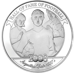 2000 şilingi, Alfredo Di Stéfano,Argentina/Spania 1950, argint de 350/1000, 27 g, Uganda, 2006