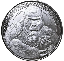 Gorila de munte, 500 franci, argint, Congo, 2023