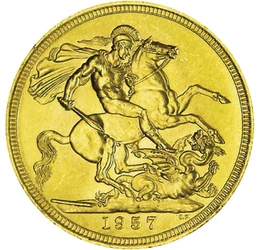 1 sovereign,Elisabeta II, Au,1957-68, Marea Britanie
