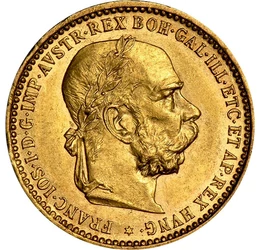 10 coroane,Francisc I, laur,1892-1906, Monarhia Austro-Ungară