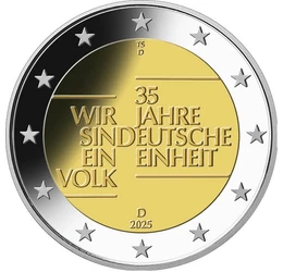 2 euro, Zidul Berlinului stilizat, cupru, nichel, 8,5 g, Germania, 2025