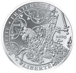 20 euro, Regele în armură, , argint de 900/1000, 16 g, Franţa, 2025