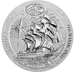 50 franci, Ilustraţie navă, , argint de 999/1000, 31,1 g, Ruanda, 2024