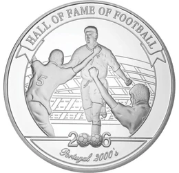 2000 şilingi, Luis Figo, Portugalia, 2000, argint de 350/1000, 27 g, Uganda, 2006