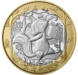 5 euro, Vulpe cu cadou în pădure, cupru, nichel, 11,7 g, Franţa, 2026