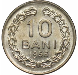  10 bani, România, 1954-56, R. P. Română