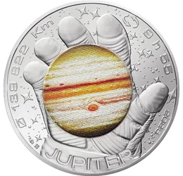 10 euro, Jupiter pe mănuşii astronautului, , argint de 333/1000, 13 g, Franţa, 2025