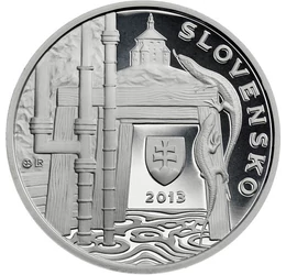 10 euro, Pompă de apă, , val.nom., argint de 900/1000, 18 g, Slovacia, 2013