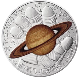 10 euro, Saturn pe mănuşii astronautului, , argint de 333/1000, 13 g, Franţa, 2025