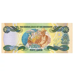Două regine pe bancnotă, 1/2 dolari, Insulele Bahamas, 2001