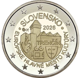 2 euro, Castelul Trenčín, paletă, mască, , cupru, nichel, 8,52 g, Slovacia, 2026