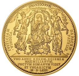 Medalie de încoronare, medalie placată cu aur, replică, Imperiul Austriac, piesa originală: 1563