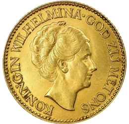 Regina Wilhelmina cea bună, 10 guldeni, aur, Olanda, 1925-1933
