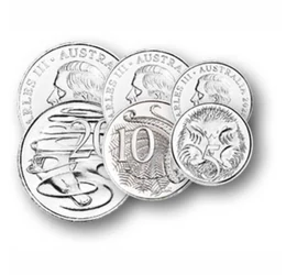 Charles al III-lea, primul set monetar, 5, 10, 20, 50 cenţi 1, 2 dolari, Australia, 2025