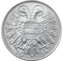  1 şhiling, Stema din 1924, 1934-35, Austria