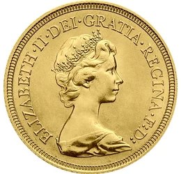  1 sov., aur, Elisabeta II, 1974-1984, Marea Britanie