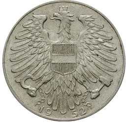  5 şillingi, Stemă, vultur, 1952, Austria