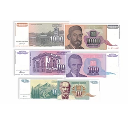 10, 100, 1.000, 5.000, 50.000, 500.000 dinari, ,  , 0, Iugoslavia, 1994