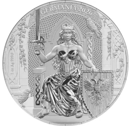5 mărci, Figura alegorică Germania pe tron, , argint de 999,9/1000, 31,1 g, Germania, 2026