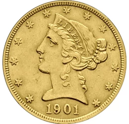 Secolele Libertăţii, 5 dolari, aur, SUA, 1839-1908
