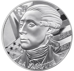 10 euro, La Fayette, steagul franco-american, argint de 999/1000, 22,2 g, Franţa, 2026