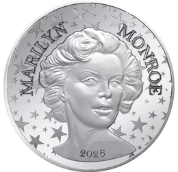10 euro, Marilyn Monroe, stele, , argint de 333/1000, 13 g, Franţa, 2026