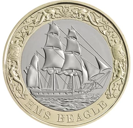 2 lire, Nava Beagle, cupru, nichel, 12 g, Marea Britanie, 2026