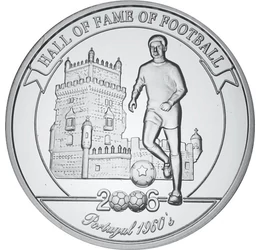 2000 şilingi, Eusébio, Portugalia, , argint de 350/1000, 27 g, Uganda, 2006