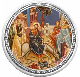 Intrarea lui Iisus în Ierusalim, medalie pe ARGINT PUR